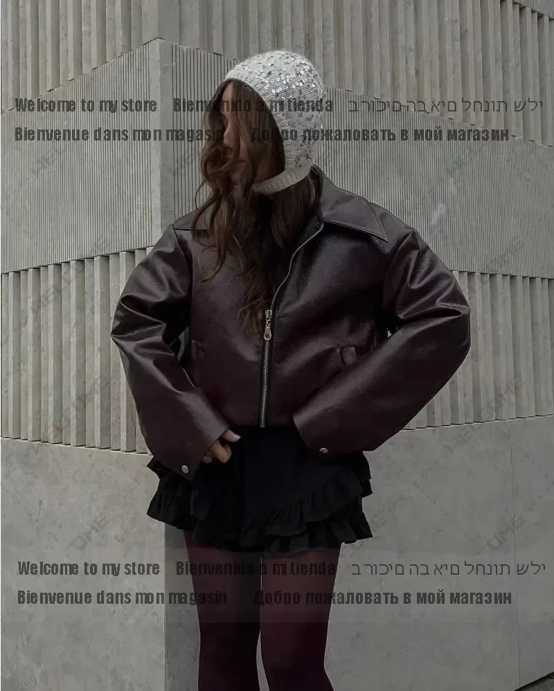 سترات جلدية جديدة للنساء معطف Jaqueta Casaco Feminino Vermelho Couro معطف أسود Giacca Pelle الأنثوية ملابس الشارع الشهير ins Outwear 1