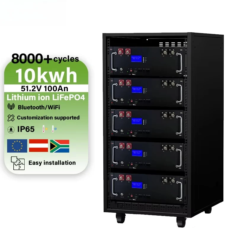 IP65 Grade Split Home Energy Solar System Storage 10kWh 51.2V 200Ah CAN Communication Smart Lithium Iron Phosphate Pack 12V BMS