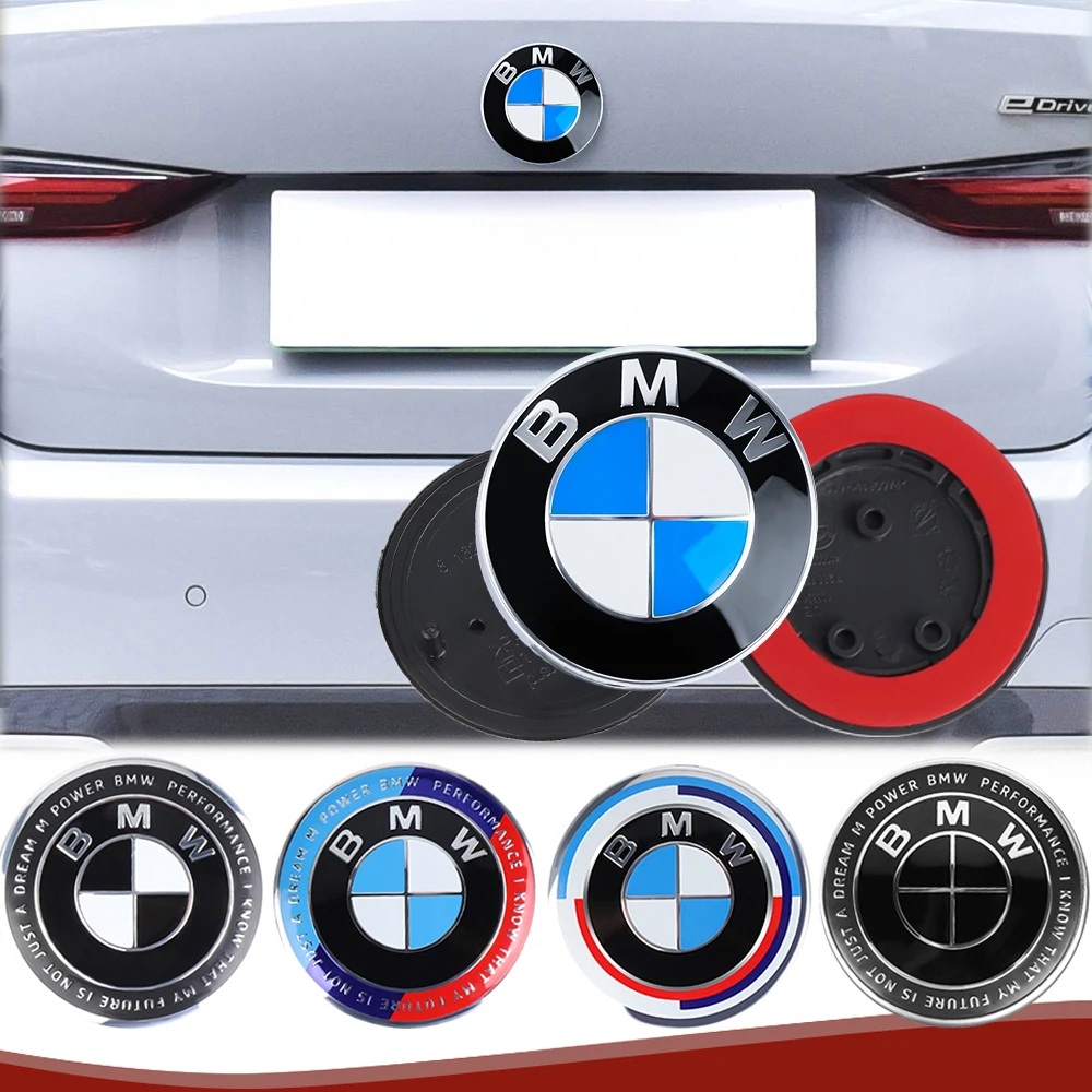 74MM 82MM Car Front Hood Emblem Rear Trunk Replacement Badge Sticker Auto Decoration For BMW 50th Anniversary Logo Accessories