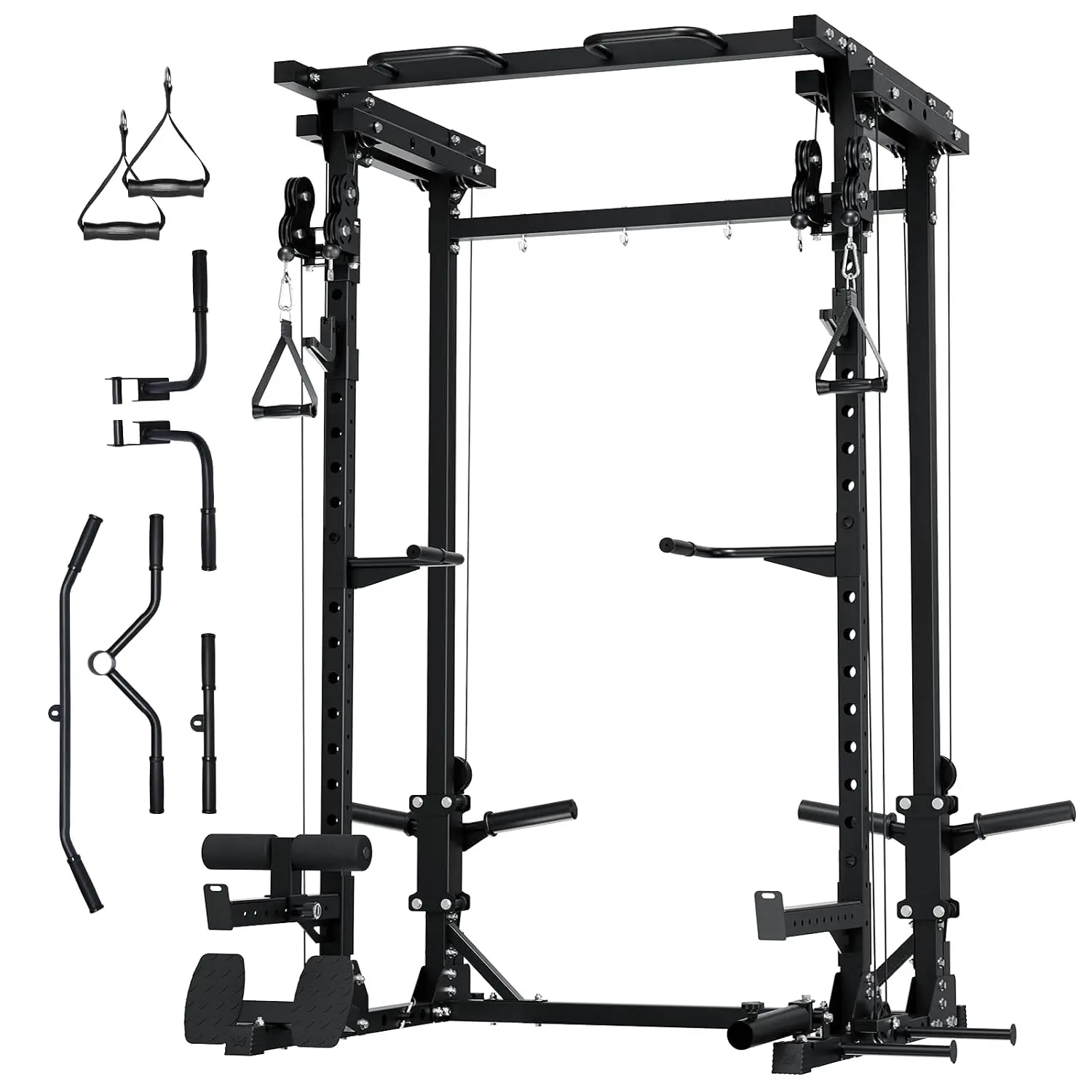 Drone3 Power Rack, 2500lbs Multi-Function Home Gym Squat Rack with Dual Pulley System, Pull-Up Bar & J-Hooks,, Custom