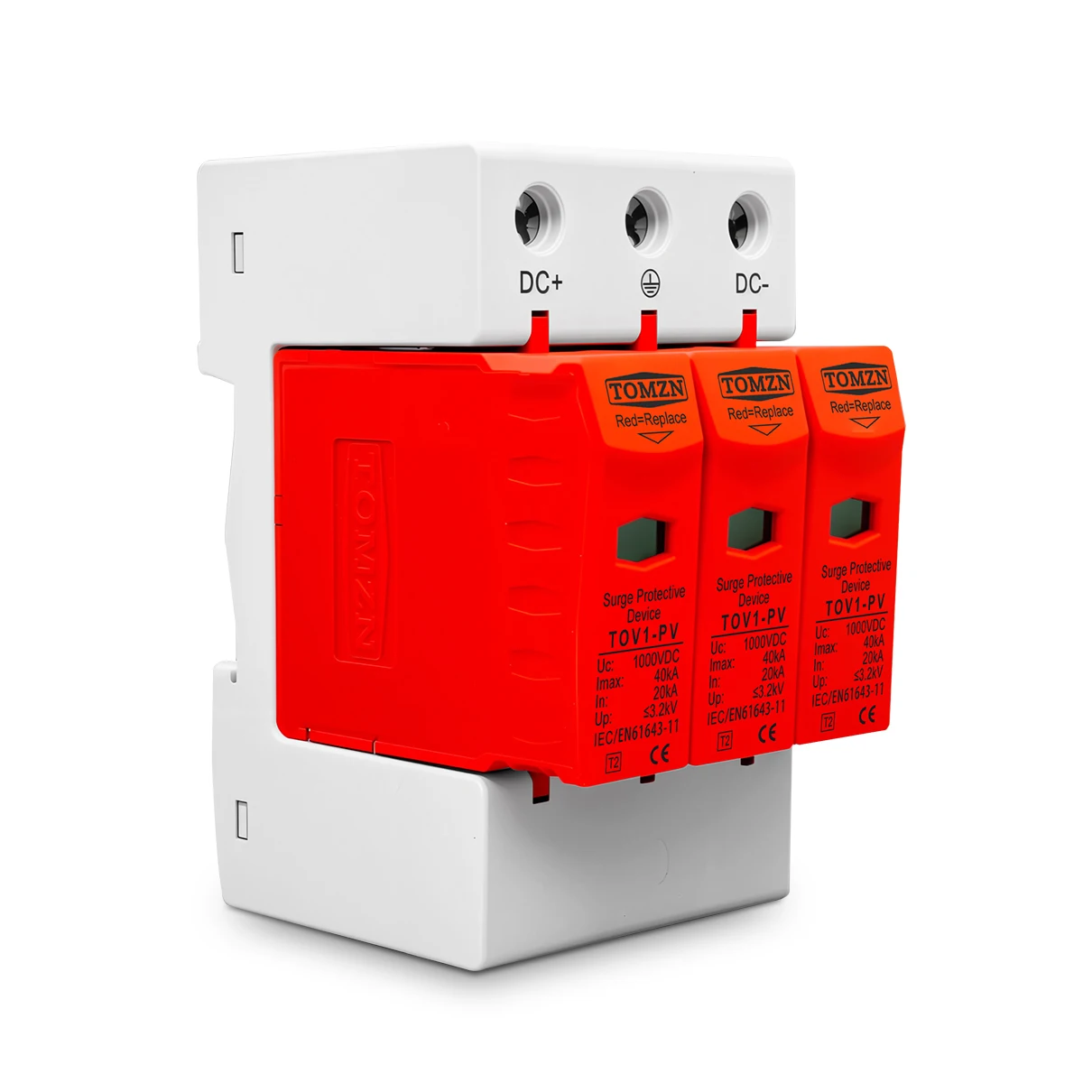 T2 OBO Standard DC Surge Protective Device TOMZN TOV1-PV SPD 1000/1200/1500V 10-20/20-40kA Home PV Lightning Protection Arrester