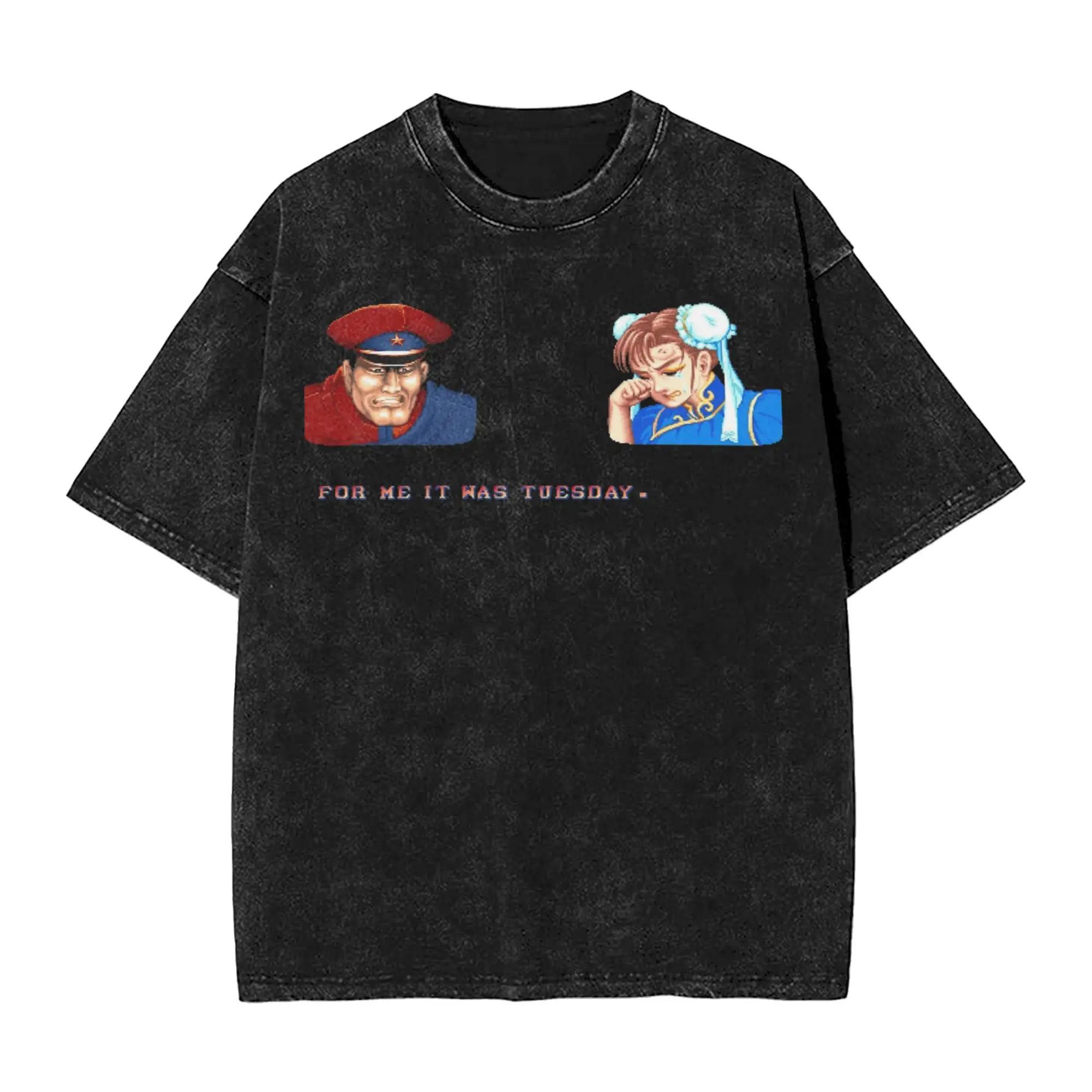 Washed T Shirts Street Fighters Bisons Tuesday Hip Hop T-Shirts Harajuku  Streetwear Short Sleeve Printed Tee Shirt Men Women