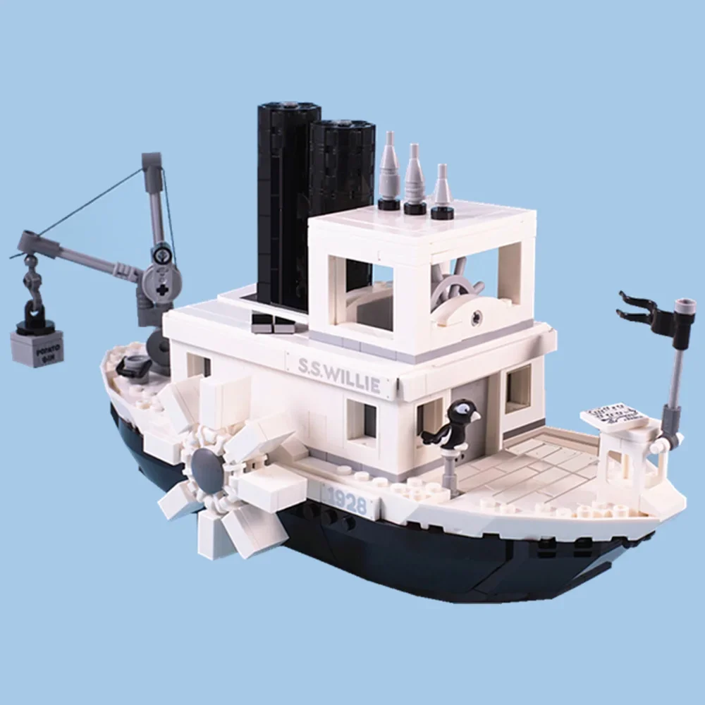 841PCS Steamboat Movie Willie Ship Boat Model Friends Building Block Bricks Toy Children Gift Kid Set