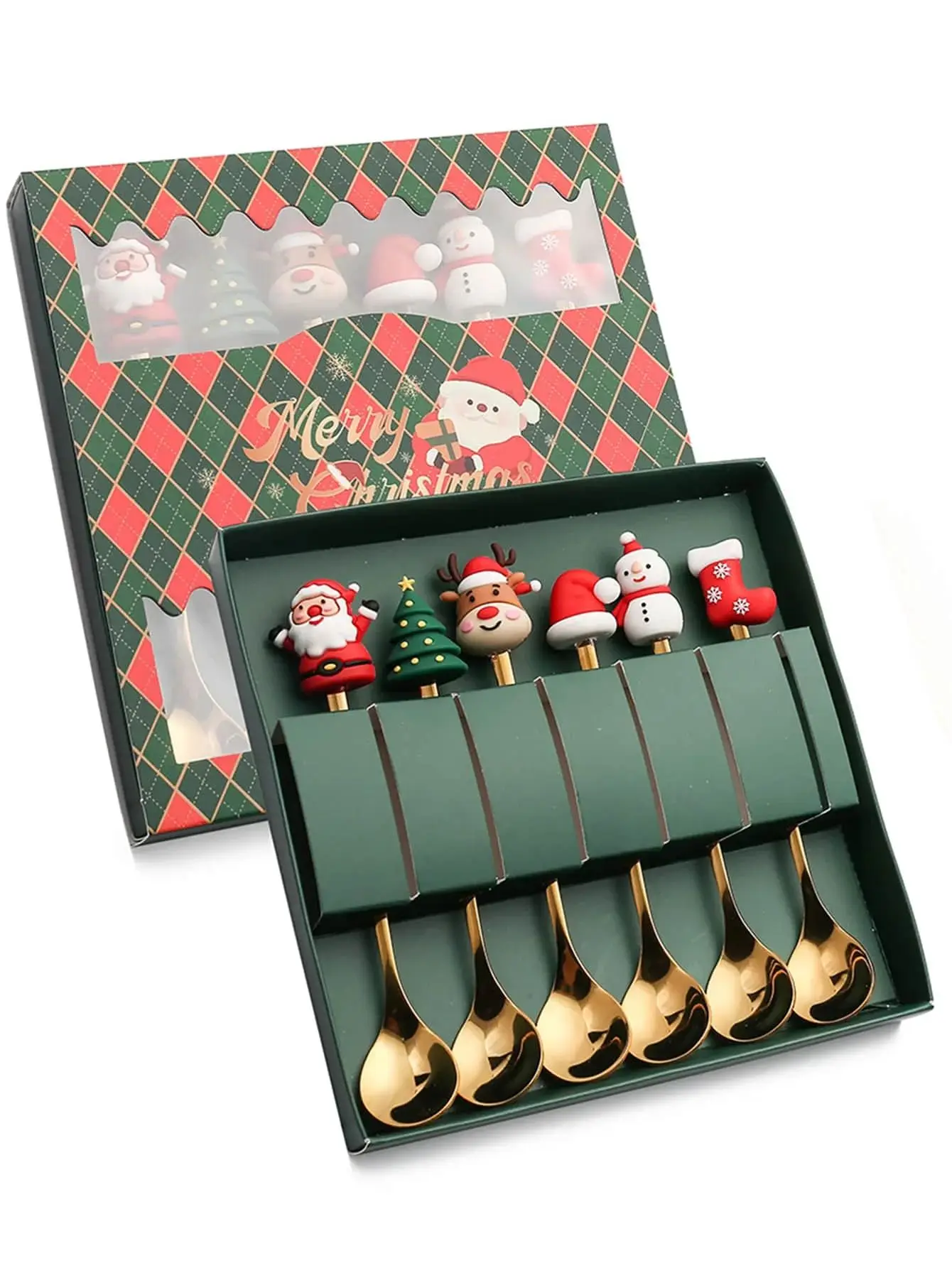 2/4/6 Stuks Kerst Vork En Lepel Set, Roestvrij Staal Creatief Servies, koffie Thee Dessert Vorken En Lepels Gift Set
