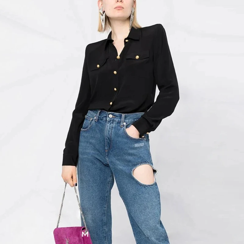 

Spring Autumn Chiffon Women's Blouse Lightweight Breathable Comfortable Versatile Top