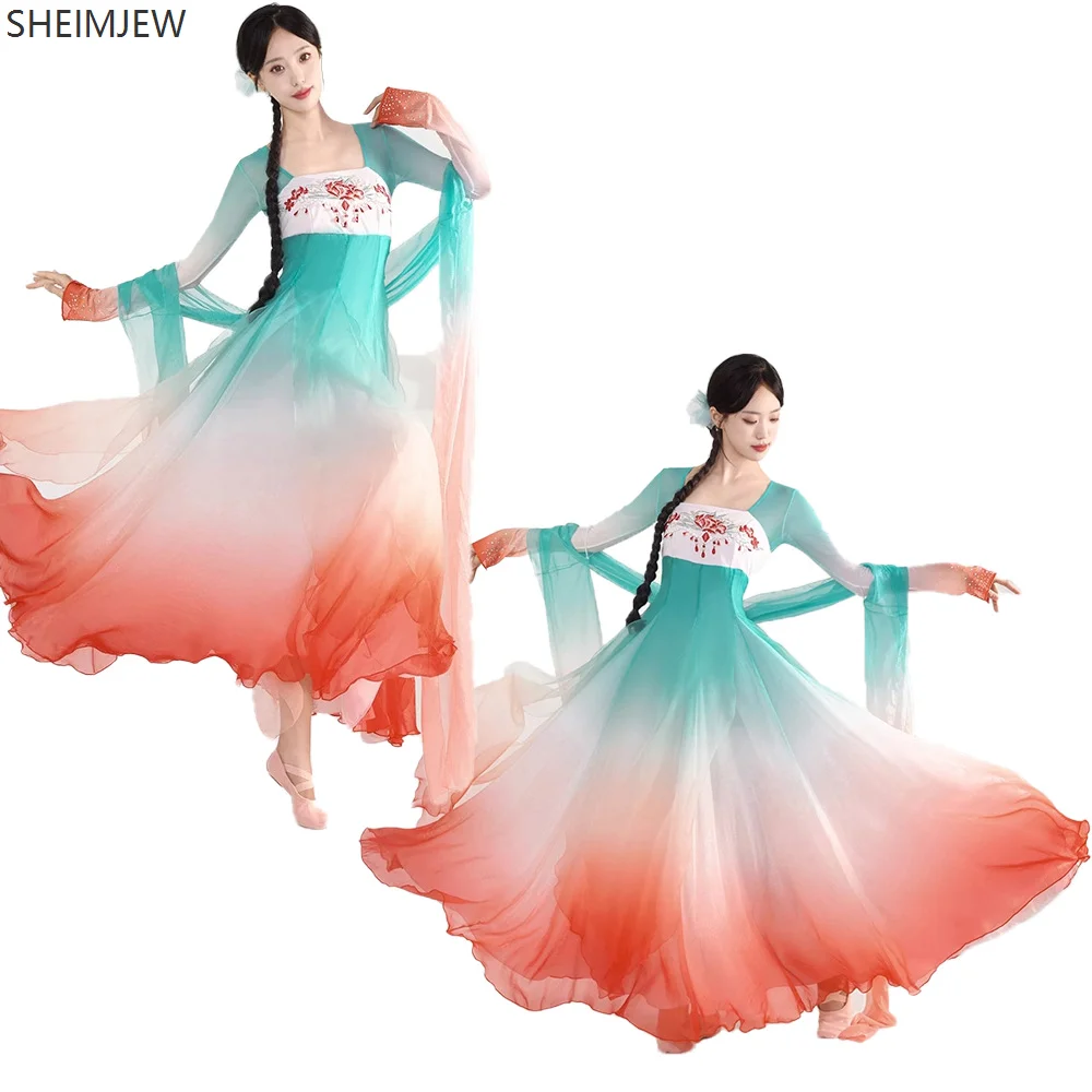 

Classical Dance Hanfu Costume Elegant Gauze Skirt Han Dance Long Skirt Cosplay Tang Dance Performance Costume Koi Training Suit