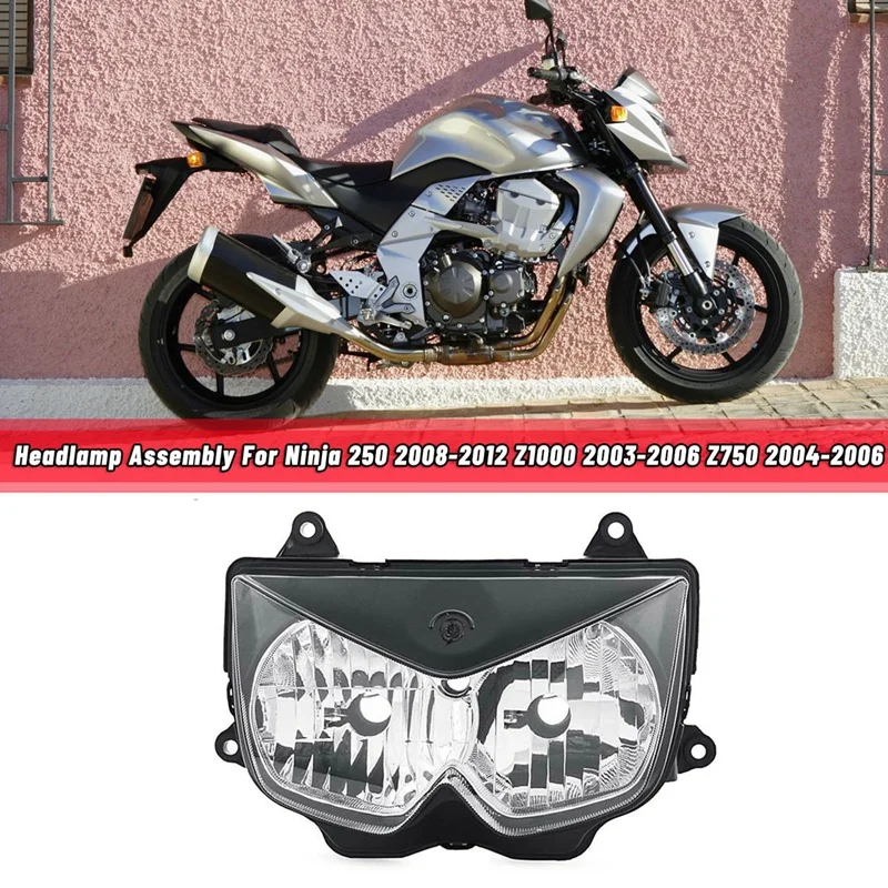 

Передняя фара для мотоцикла, лампа в сборе для Kawasaki Ninja 250 2008-2012 Z1000 2003-2006 Z750 2004-2006