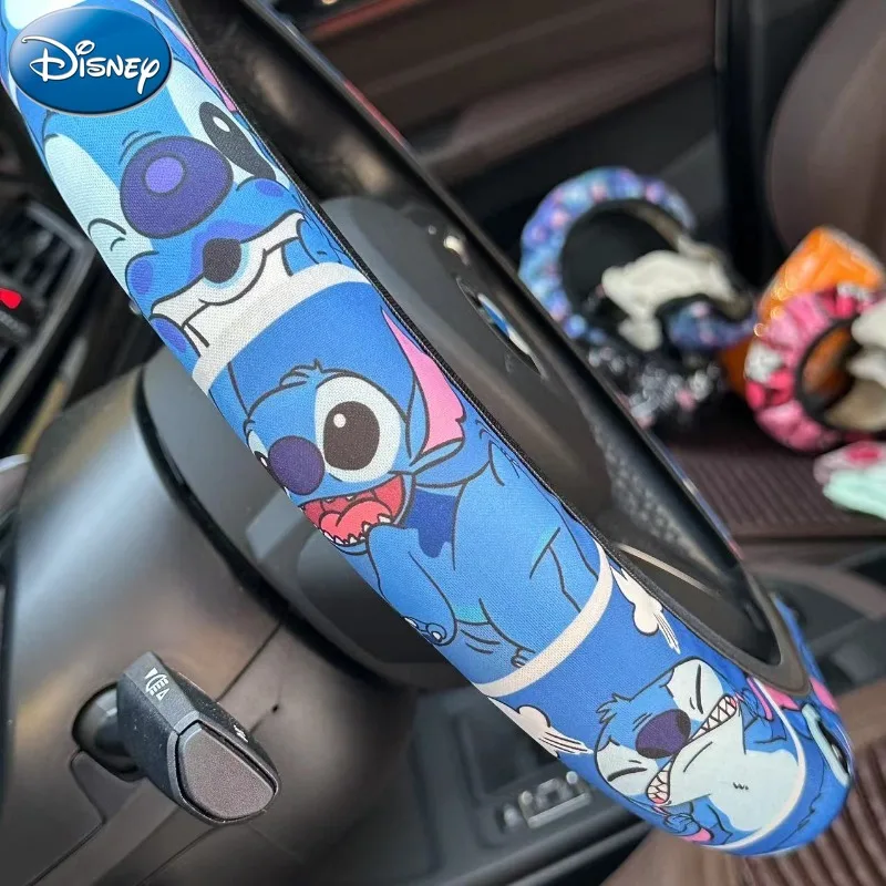 Disney Stitch 15in Steering Wheel Cover Cute Cartoon Character Universal Car Accessories for Steering Wheel Protector Automobile