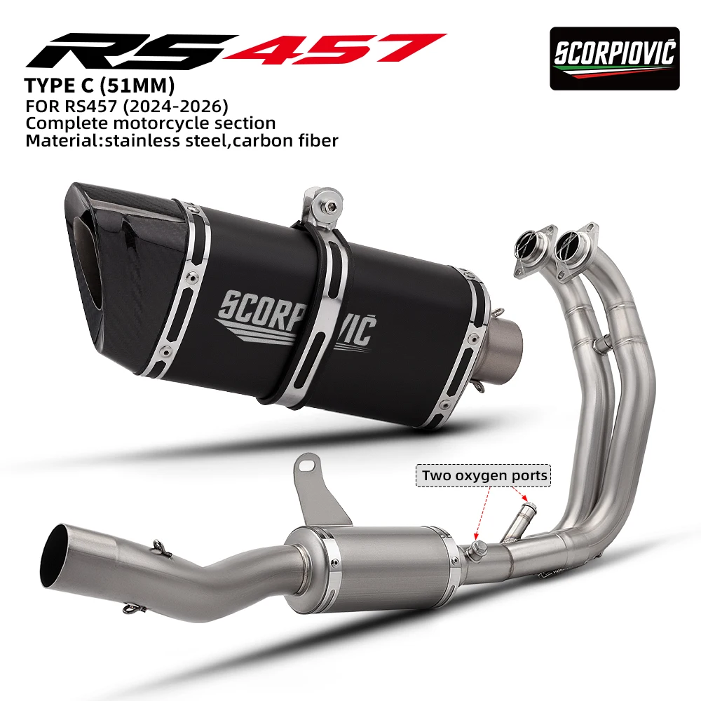 

For RS457 RS 457 2024-2025 Motorcycle Exhaust Modify Front Link Pipe Stainless 51mm Escape Manifold Racing Line Kit