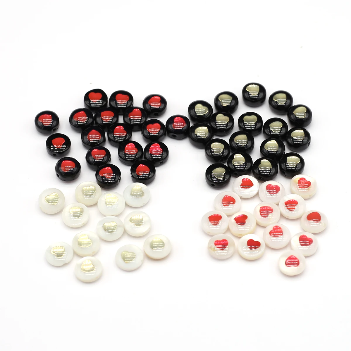 5Pcs Round Natural Mother of Pearl Shell Beads 8mm Heart Pattern Loose Spaced Beads for Jewelry Making DIY Necklace Accessories