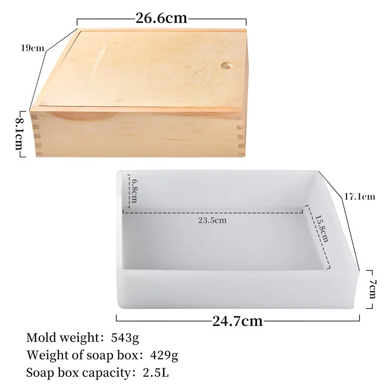 Large Rectangle Wooden Box Silicone Soap Mold DIY Soap Making Kit Handmade Baking Candle Mold Gifts Craft Supplies Home Decor