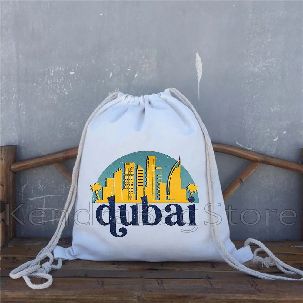 Dubai Paris New York Seoul Amsterdam London Bangkok Venice Istanbul Skyline Drawstring Bags Soccer Backpack Sackpack String Bag