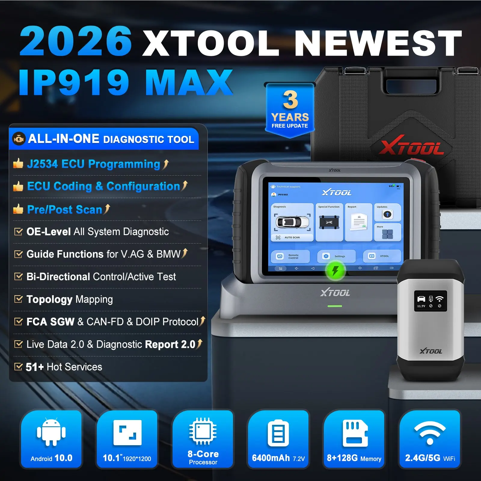 EU Warehouse XTOOL IP919MAX J2534 ECU Programming Tool Obd2 Diagnostic Scanner Full System Car Key Programmer Machine 51 Reset