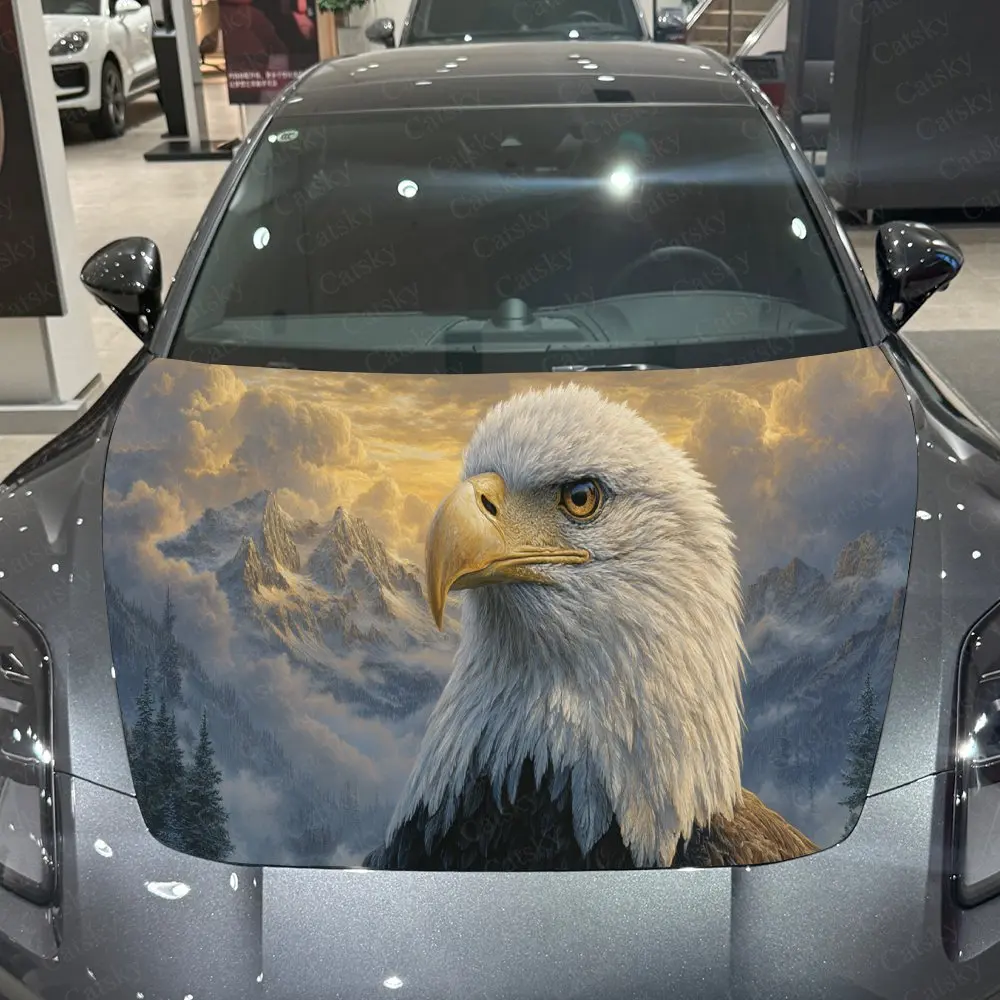 

Bald Eagle Cloud Sea Adventure Natural PVC Car Hood Wraps, Self-Adhesive Waterproof Car Bonnet Decal Sticker, Car Decoration Pro