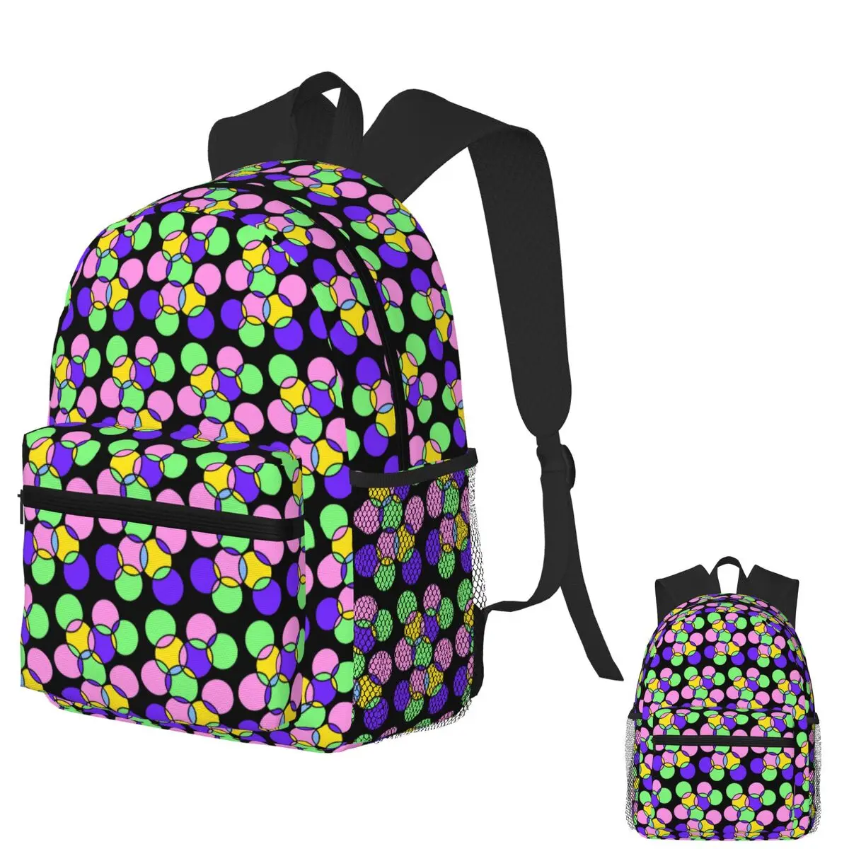 

Overlapping Circles Digital Design Student Backpack School Bag Hiking Travel Daypack for Men Women Fashion Bookbag Shoulder Bags