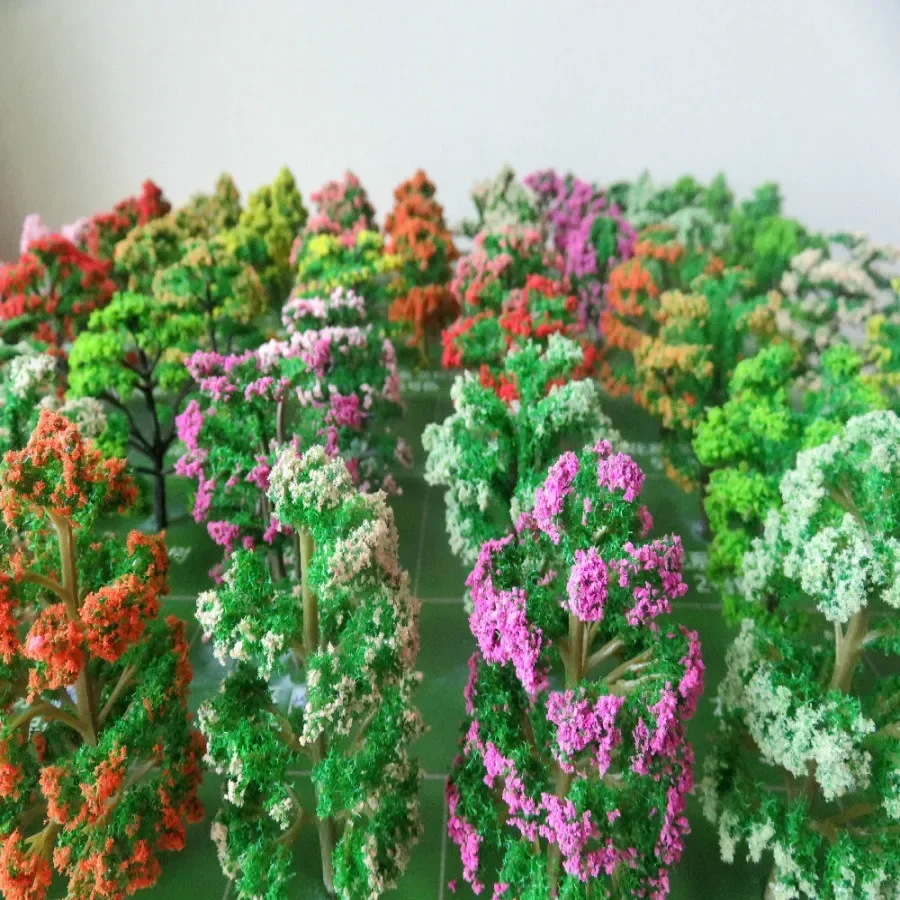 50 stks/partij Architectuur Mini Plastic Model 2-15 cm Kleur Boom Voor Ho Trein Layout Spoorweg Layout Modelbouw