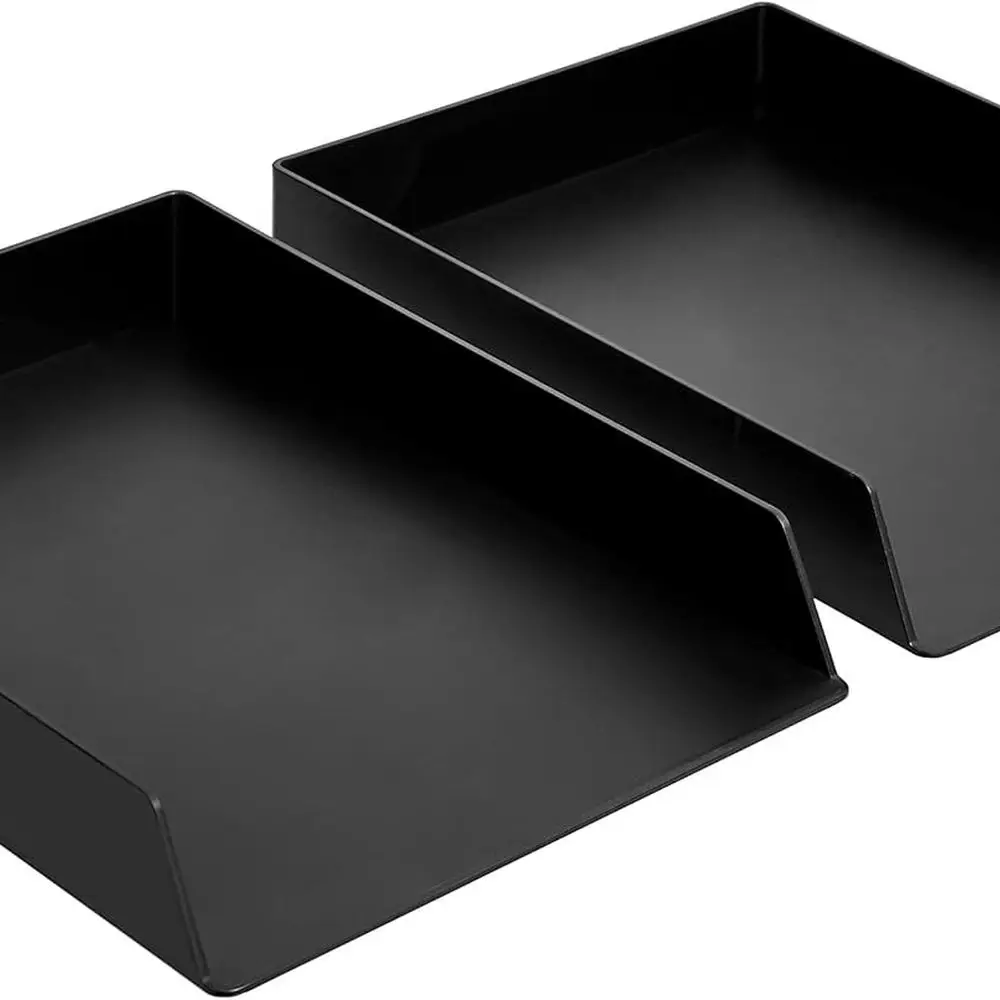 

Rectangular Plastic Desk Organizer, letter size Tray, 2-Pack, 9.7 x 2.2 x 13 inches, Black