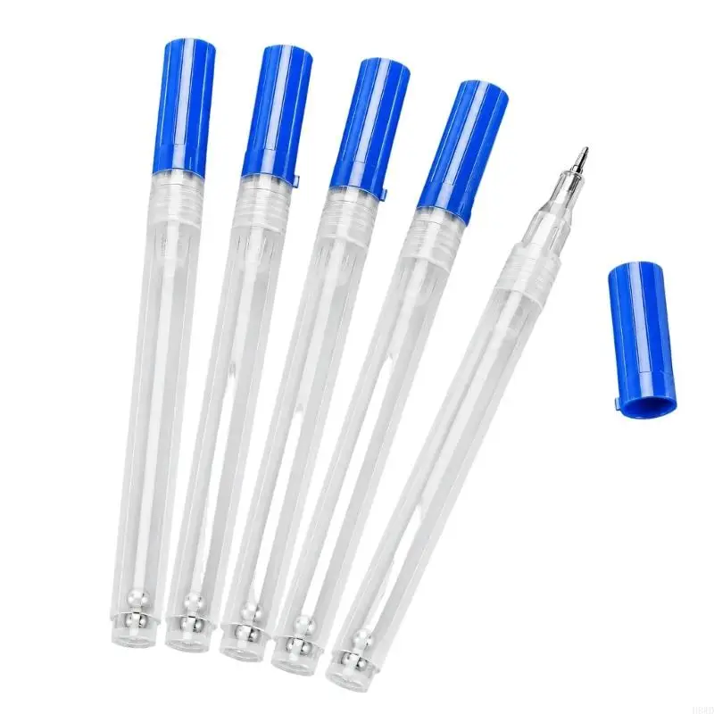 Refillable Empty Marker Pen Barrels with Transparent Plastic Body and Blue Cap for Writing, Marking, and DIY Preps H8WD