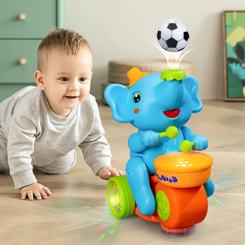 Suspension blowing ball playing drum baby elephant electric universal car lighting music children's toy wholesale