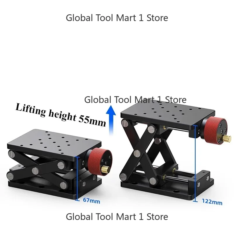 

Precise Scissor Type Lab Jack Elevator Aluminum Alloy Manual Lift Platform 55mm Stroke