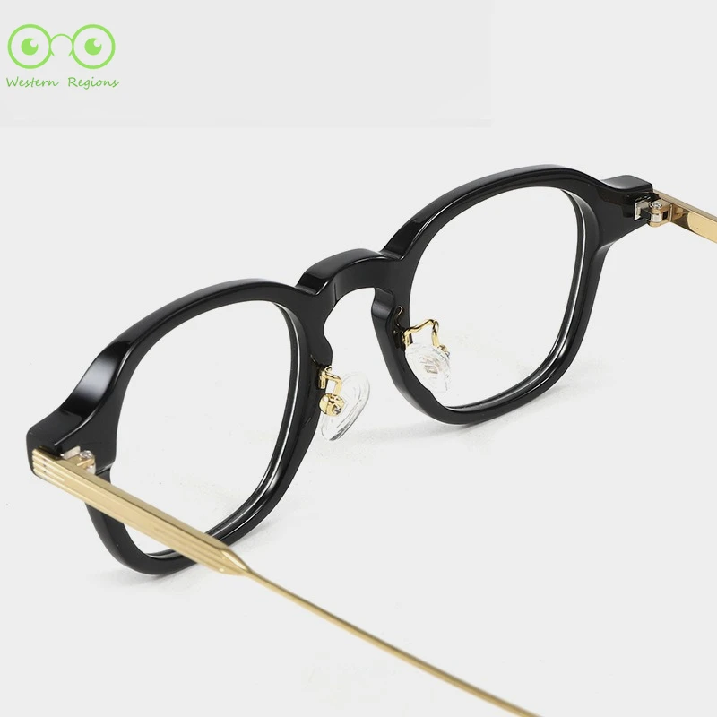 إطار نظارات أدبية كلاسيكية للرجال من ألياف الأسيتات يمكن مطابقة معابد التيتانيوم النقي العصرية للنساء مع قصر النظر