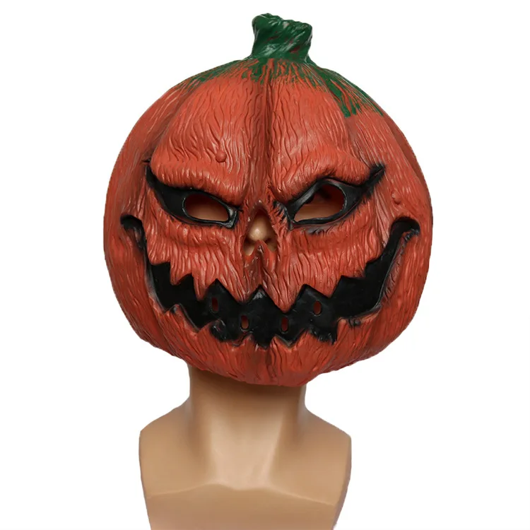 Máscara de cabeza de calabaza realista para Halloween, disfraz de látex de miedo, auriculares para Cosplay, bola divertida, accesorios de fiesta