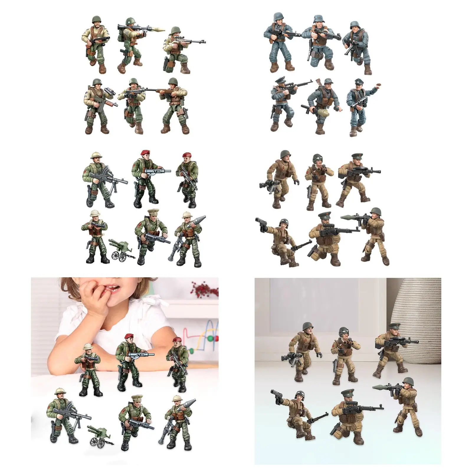 6 Pieces Miniature Soldiers Decorative Model Building Blocks Toys for Layout