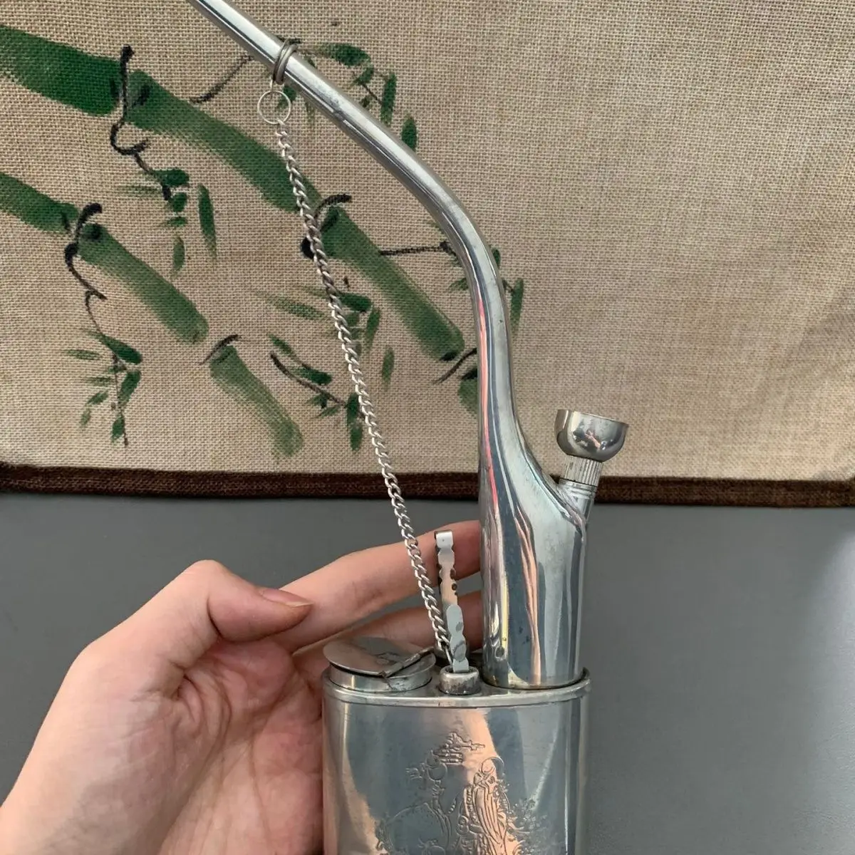 Retro made old pipe water filter men's pot brass bag