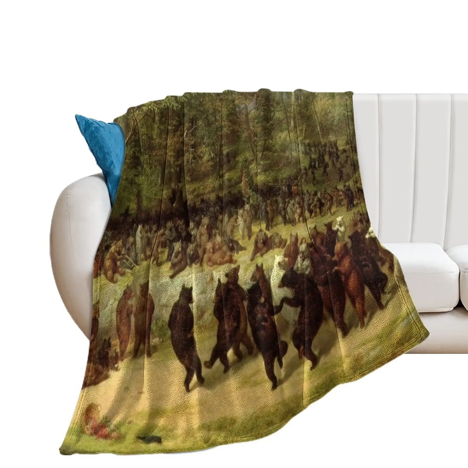 The Bear Dance Painting - William Holbrook Beard Throw Blanket Luxury St Soft Plaid wednesday Winter beds Blankets