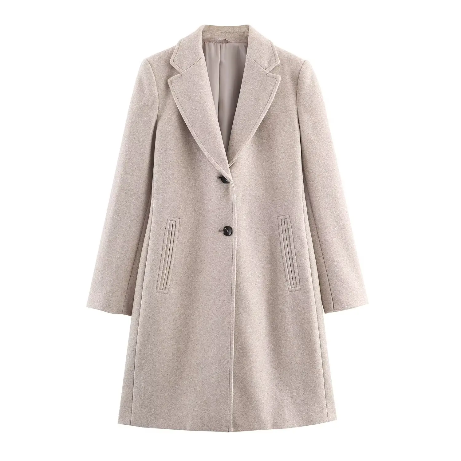 JNLEAOG Fashionable Soft Shoulder Pad Coat Women's Street Style Polyester Fiber Long Sleeve Mid-Length Coat for Autumn