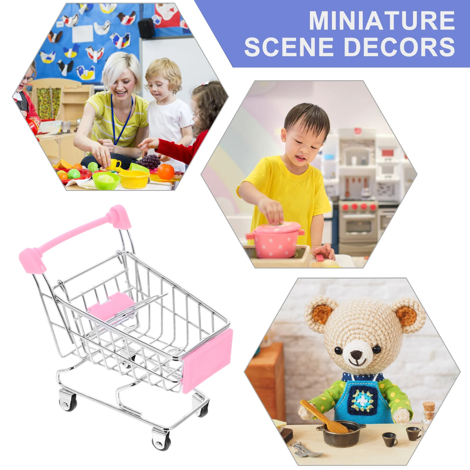 Accessory Toys Children for Pretending Game Delicate Mini Shopping Cart Miniature Decoration Metal