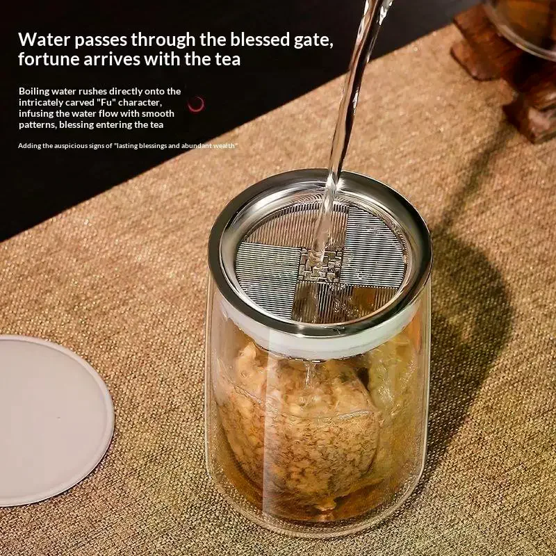 2026 New Double-Layer Glass Teapot Scalding Protective Tea Set For Individual Drinking In The Office