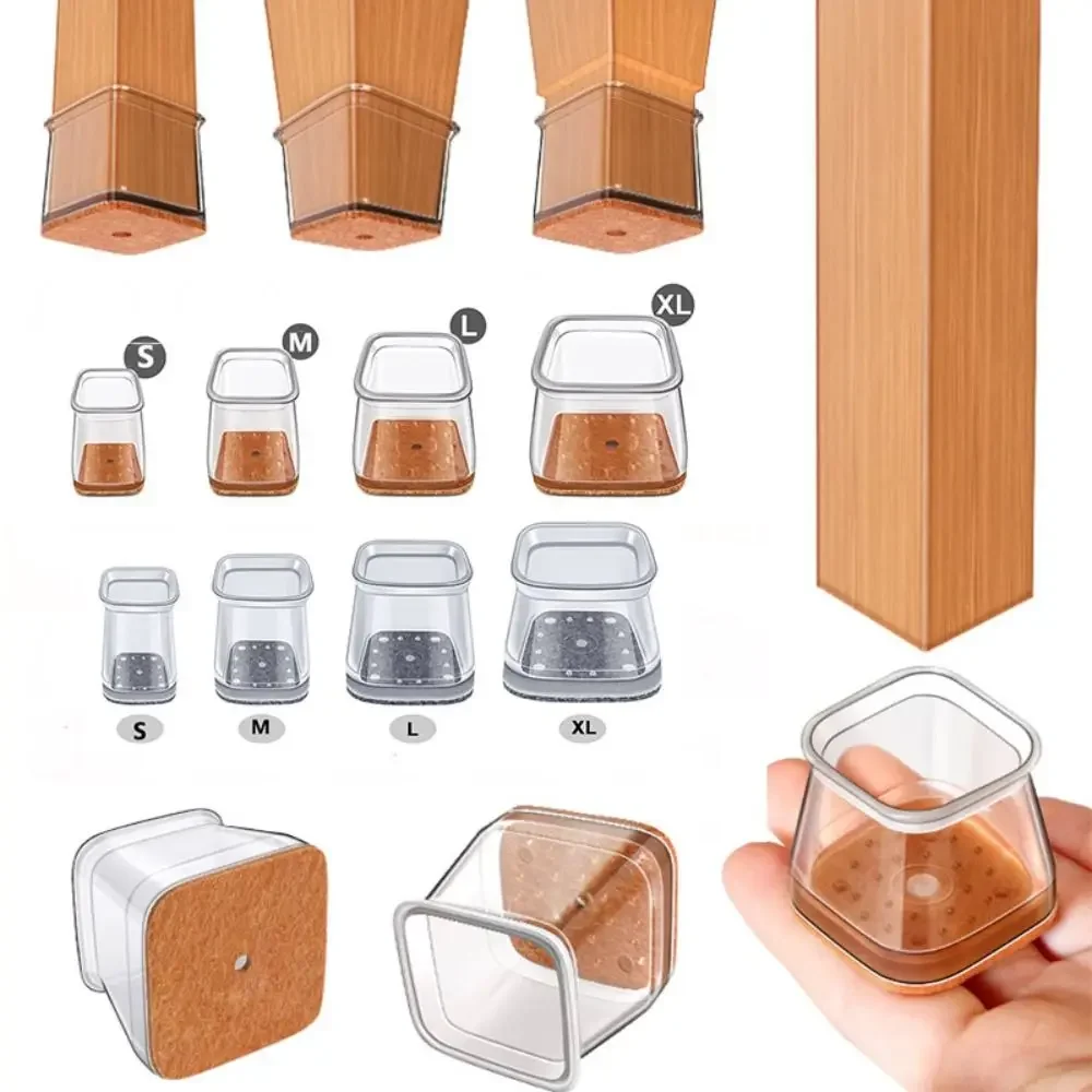 

Square Chair Leg Cover Floor Protectors Furniture Pads for Hardwood Floors Furniture Sliders for Chair Legs Silicone Leg Caps