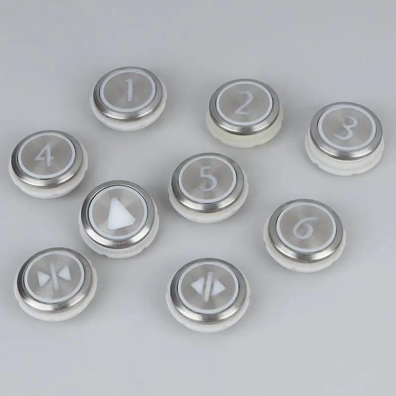 1PCS Round Stainless Steel Elevator Buttons Digital 1-6 Up Down On Off Elevator Replacement Accessories