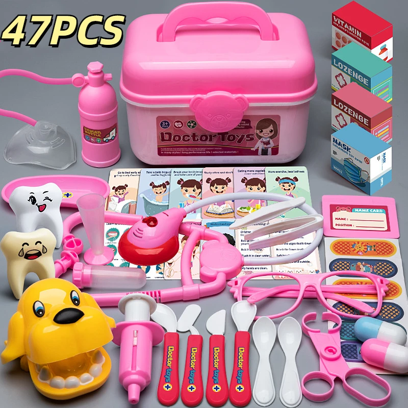Arzt-Set für Kinder ab 3 Jahren, Kleinkind-Spielzeug, medizinisches Spielset für Mädchen und Jungen, pädagogisches Rollenspiel, Geschenk für Arzt und Zahnarzt