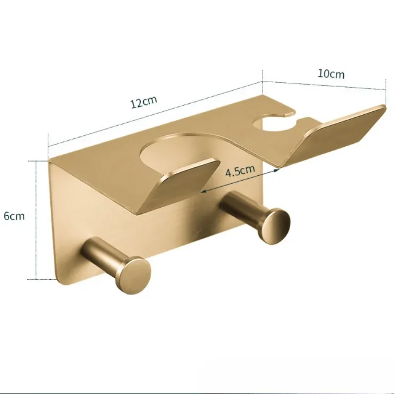 Multifunctional Wall-mounted Bathroom Gun Ash Blower Bracket Rack with Hair Dryer Storage and Towel Hook
