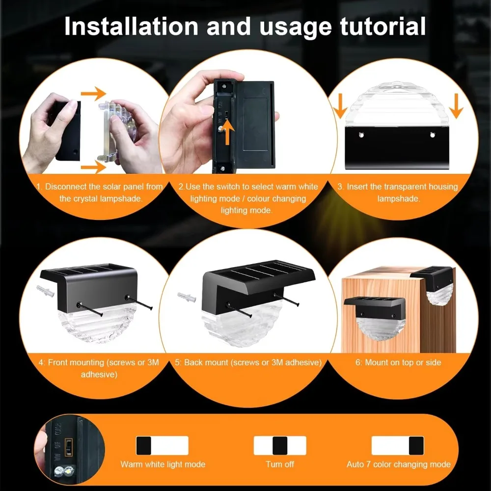 New Wireless Outdoor Solar Lights Warm Light Waterproof Solar Step Light Timer Off Landscape Lamp Swimming Pool