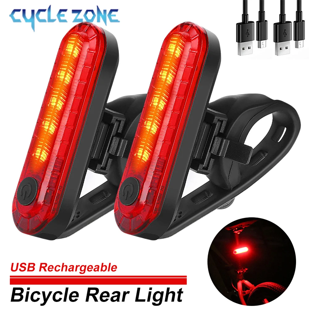 2PCS Bike Tail Lights USB Rechargeable Cycling Rear Light Waterproof Night Riding Safety Warning Taillight Bicycle Accessories