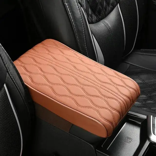 Wave Borduur PU Lederen Auto Armsteun Mat Middenconsole Armsteun Bescherming Kussen Auto Armleuningen Opbergdoos Cover Pad