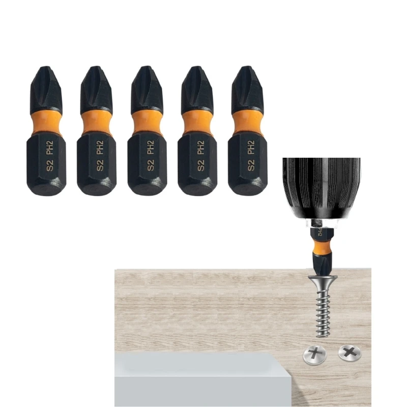 25mm Impact Screwdriver Bits Antislip Designs for Enhances Performances Home Repairs Accurate Handling Of Complex Parts 37JD
