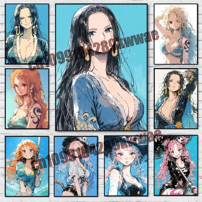 

Classic Anime One Piece Robin, Nami HD Art Pictures Canvas Painting Poster Suitable for Living Room and Bedroom Decoration Gifts
