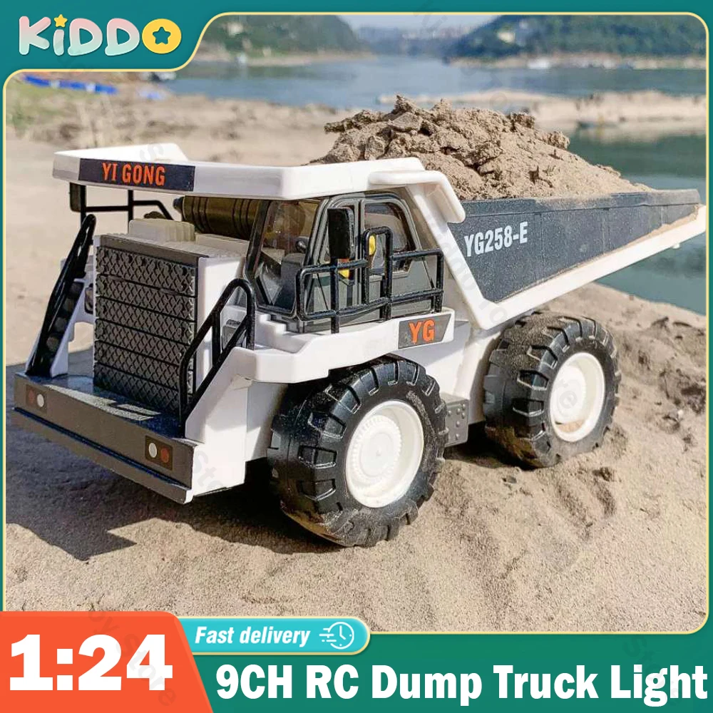 

1/24 Alloy RC Dump Truck Car with Light Engineering Vehicle Excavator Remote Control Dumper Car Toys for Boys Christmas Gifts