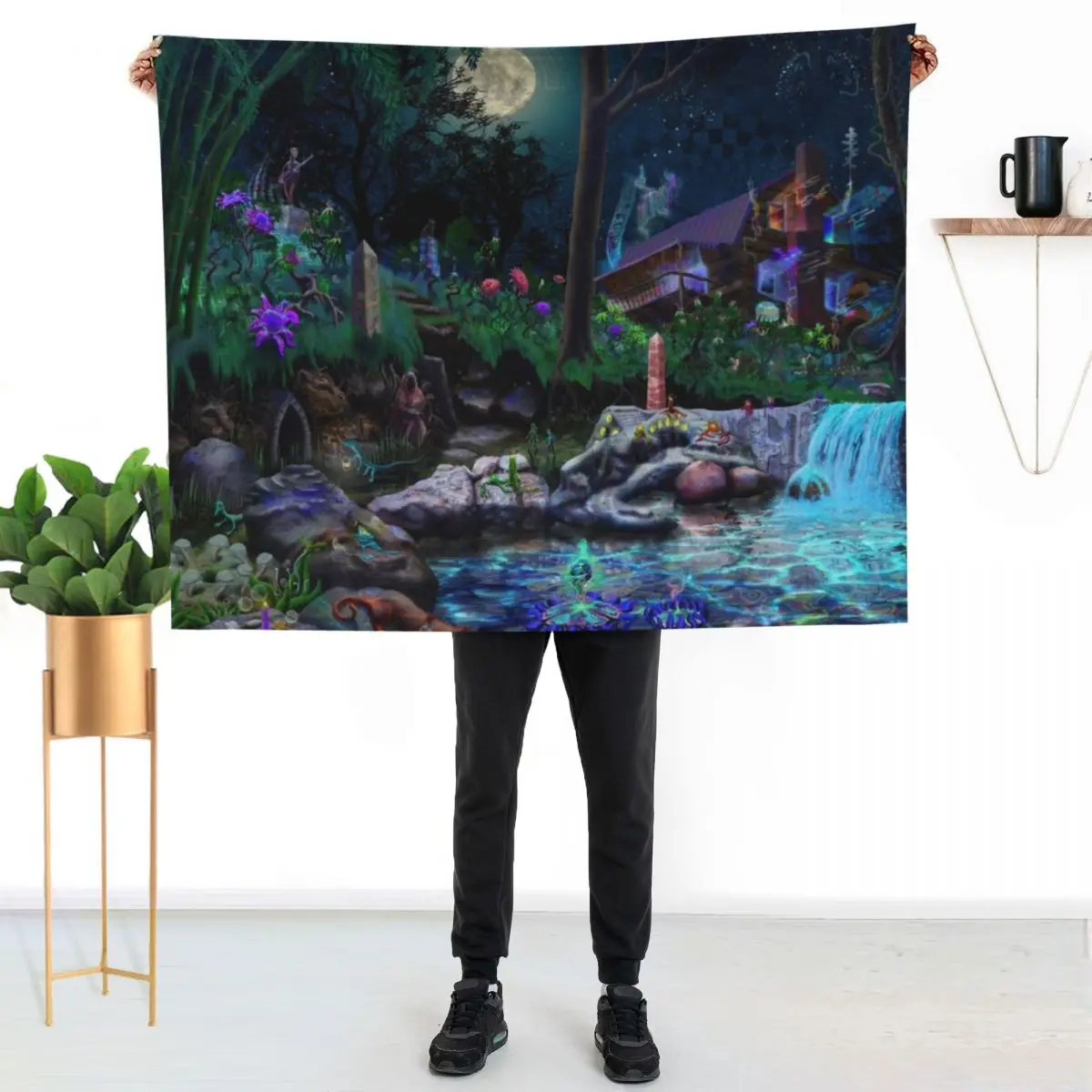 The PsyCabin - Trippy Psychedelic Visionary Garden Throw Blanket Lightweight Warm Blanket for Travel Camping