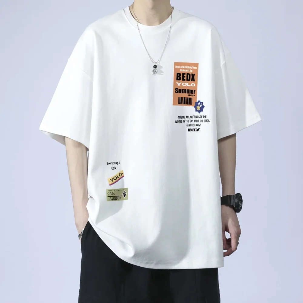 

100% pure cotton short-sleeved T-shirts for men in summer 2025 are breathable and versatile. Men's top and streetwear