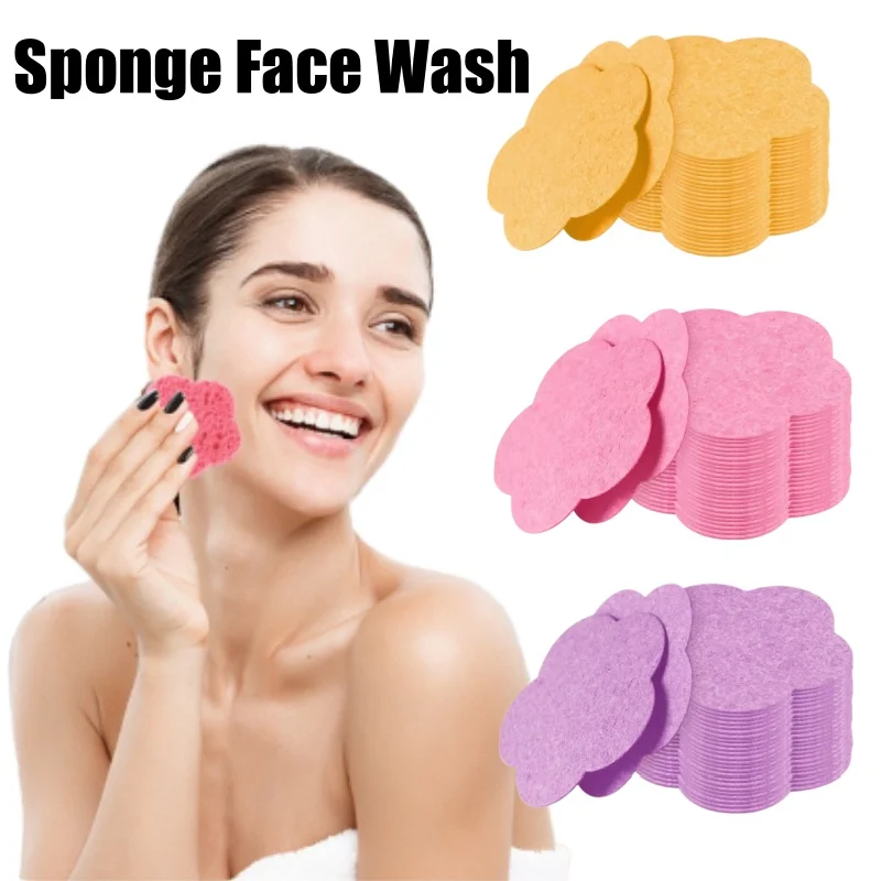 50 قطعة/الحقيبة إسفنجات الوجه على شكل زهرة إسفنجات الوجه المضغوطة الطبيعية لتنظيف الوجه الإسفنج منصات التقشير الإسفنج #1