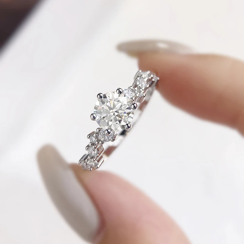 

DWJ 1CT Real Moissanite Diamond Wedding Gemstone Rings for Women Gifts 925 Sterling Silver Luxury Designer New in Fine Jewelry