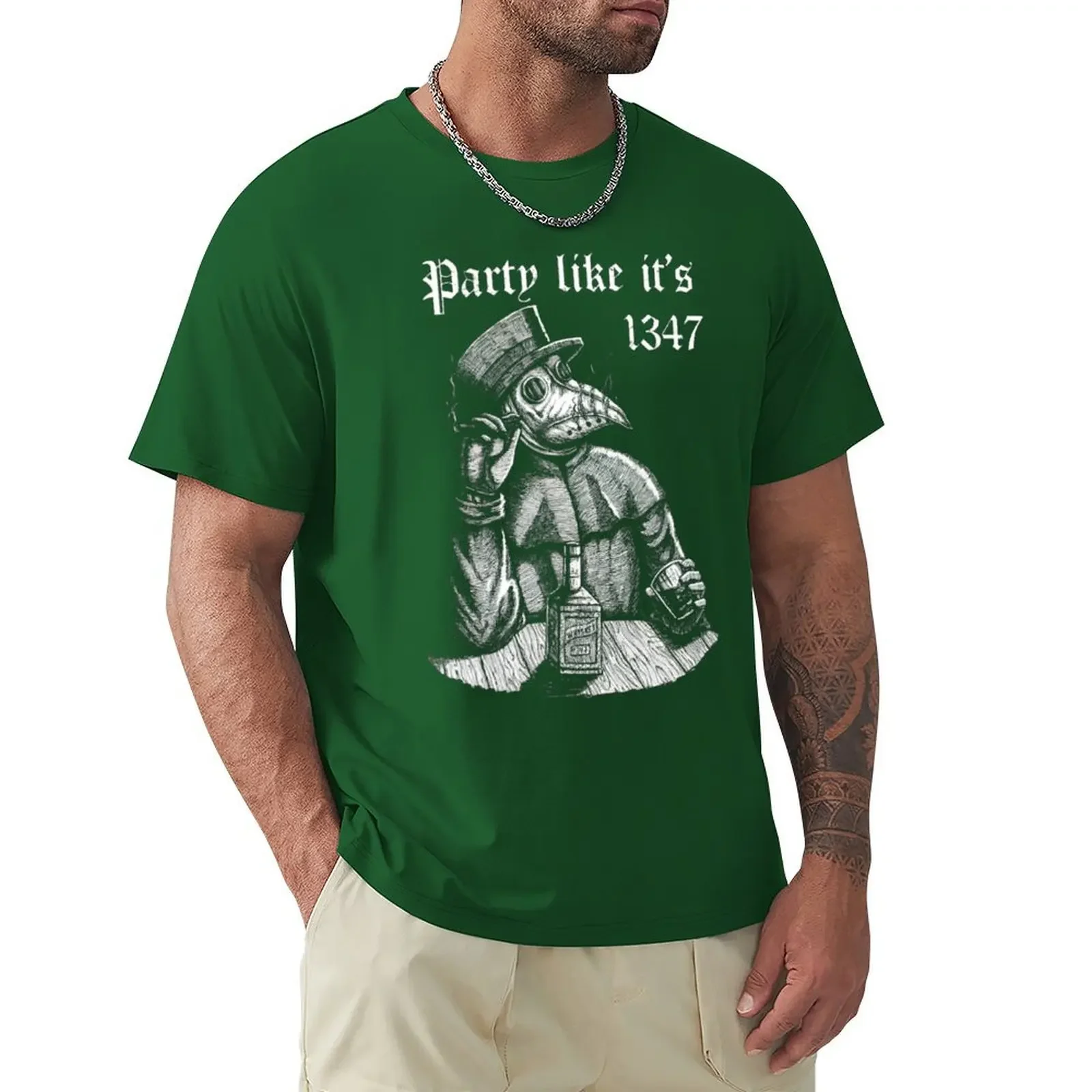 Camiseta Vintage Party Like It's 1347 de Doctor de la peste para hombre, camiseta divertida de terror Medieval, camisetas de algodón 4XL 5XL, ropa