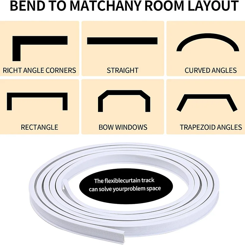3/5M Flexible Bendable Curtain Track Bedrooms Balconies Bathrooms Room Divider Ceiling Silent Track Home Window Decor Accessorie