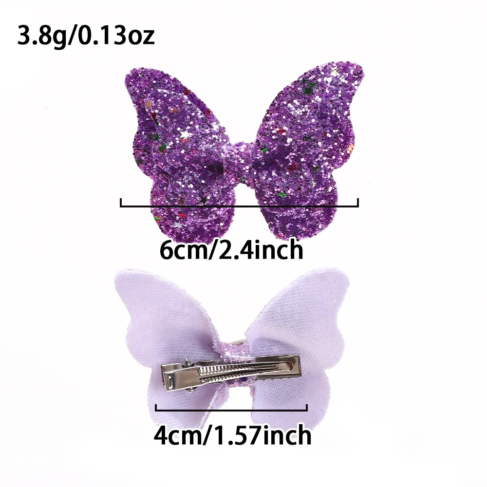 4Pcs/set Cute Sequins Double Butterfly Hair Bows Clip for Baby Girls Leather Kids Hairpins Barrettes Headwear Hair Acesssories