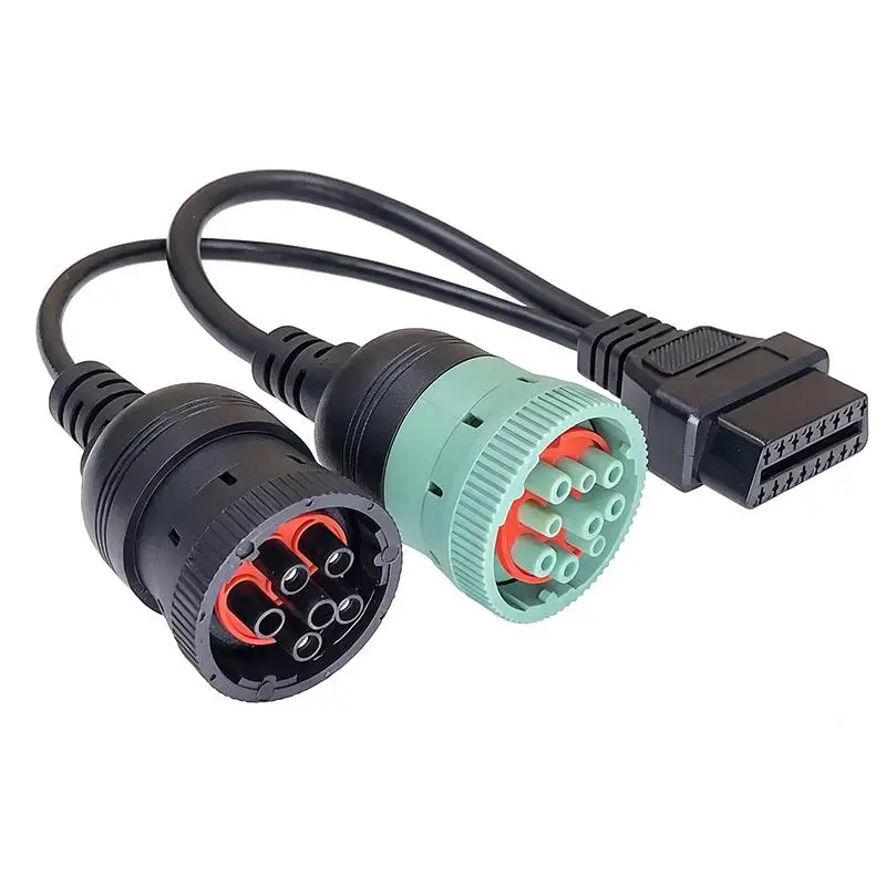 1Pcs 16 Pin Cable SAE J1708 CAN J1939 Connector OBD2 Truck Diagnostic Tool OBD To OBD2 6 Pin 9 Pin For Cummins Deutsch